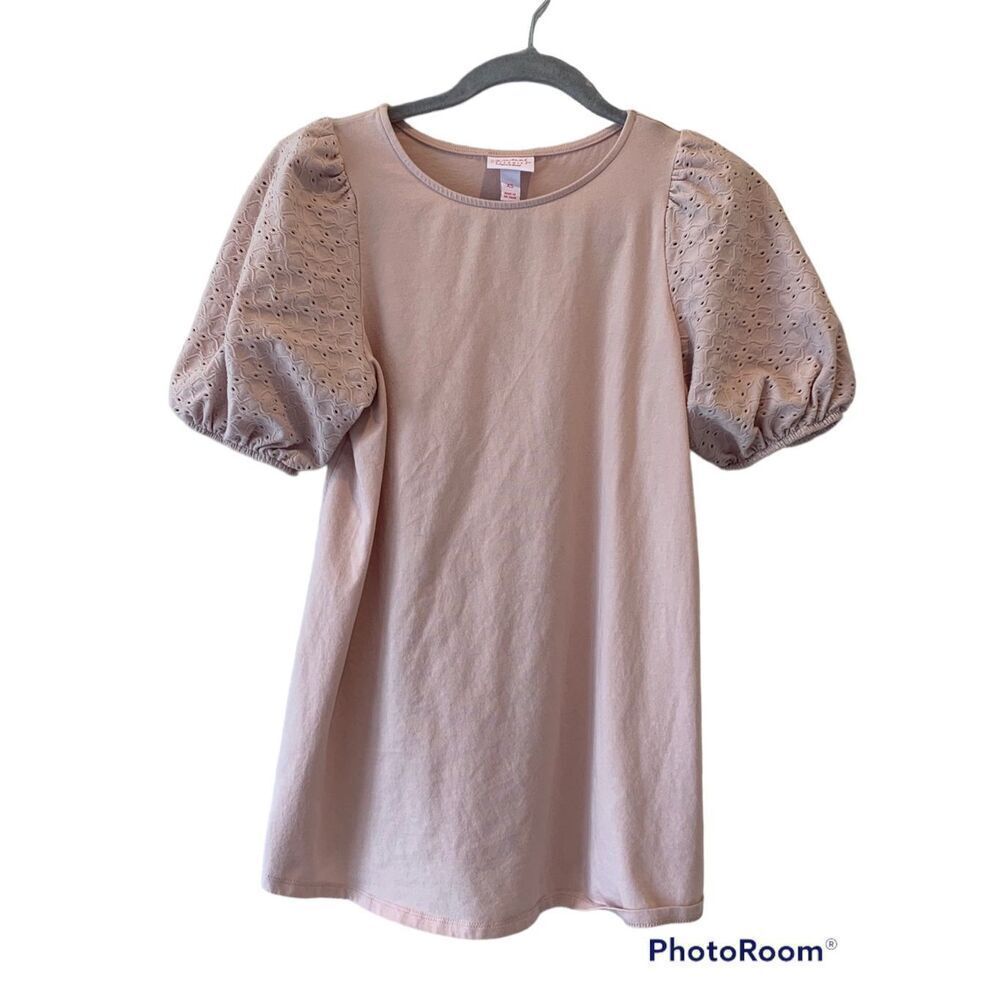 Isabel Maternity by Ingrid & Isabel Women's Mauve Pink Short Puff Sleeve Top Siz
